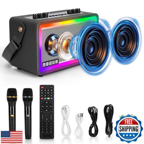Karaoke Machine,Karaoke Speaker with 2 UHF Wireless Microphones, Karaoke Mach