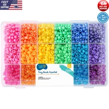 Pony Bead Box 2300 Pc W/ Durable Plastic Organizer 18 Compartment Bright Sparkle