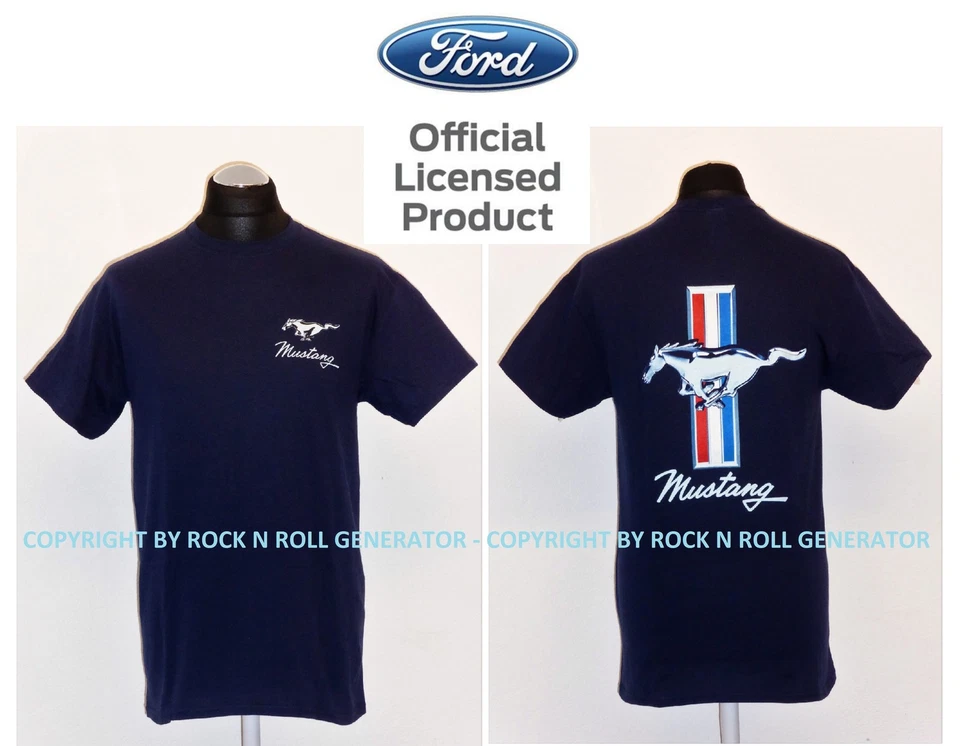 FORD MUSTANG T-SHIRT - Classic - Licensed Product M L XL XXL GT Shelby blau navy - Bild 1 von 2