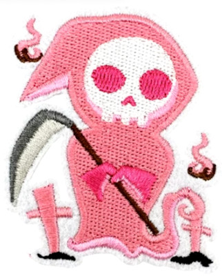 GRIM REAPER - SKELETON with SCYTHE & Cross - Embroidered Iron-On/Sew-On Patch