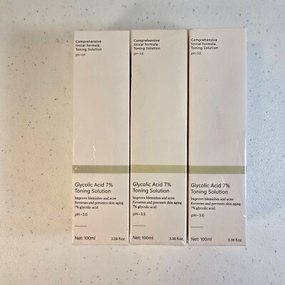 3 Pack Glycolic Acid 7% Toning Resurfacing Solution Mini Size 100 ML