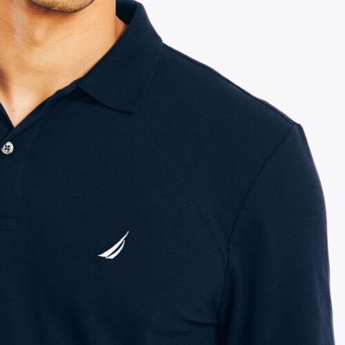 NWT Nautica Mens Classic Fit Solid Mesh Cotton Blend Long Sleeve Deck Polo Shirt - Picture 9 of 49