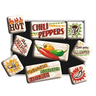 Nostalgic-Art - Retro 9 piece fridge magnet set - Chili Peppers