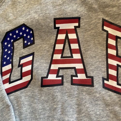 NWT Gap Boys Size Large L gray Full Zip USA Flag American pullover Sweatshirt - Picture 2 of 5