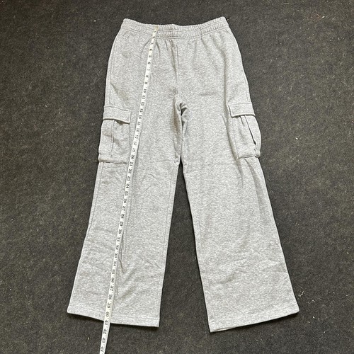 Fabletics Women's Cozy Fleece Wide Leg Cargo Sweatpants, Gray Heather, Size L - Picture 2 of 4