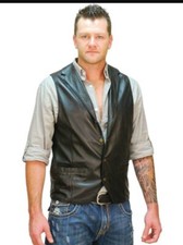 Wilson Leather Vest XL with Eagle Head on Back Lace up sides