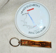 Queen Mary 2 souvenirs Rosenthal porcelain dish Cunard 1986 & keychain