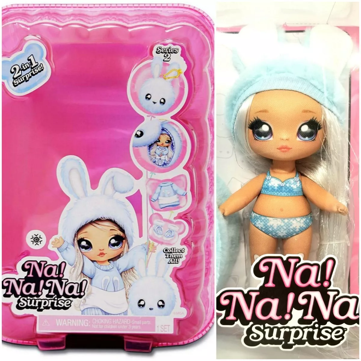 NEW Na Na Na Surprise doll ASPEN FLUFF Blue Bunny Series 2 Plush Keychain  lol