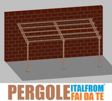 Pergola in Legno Impregnato Addossata Gazebo Tettoia Pompeiana Tassella 3X6X2,5h