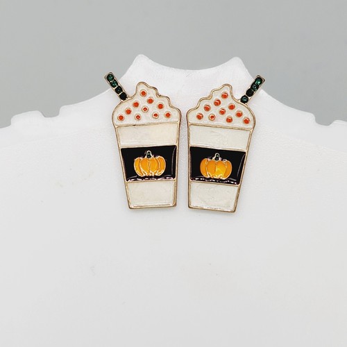 Pumpkin Spice Latte Earrings Coffee Autumn Harvest Halloween Whimsical Pierced