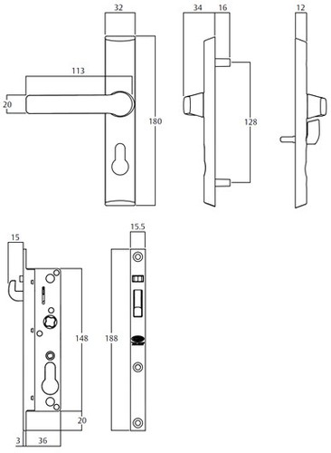 Lockwood 8654 Hinged Security Screen Door Lock Crimsafe approved Black - Picture 3 of 9