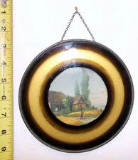 Antique ART FLUE COVER FARM Rustic Family Scene