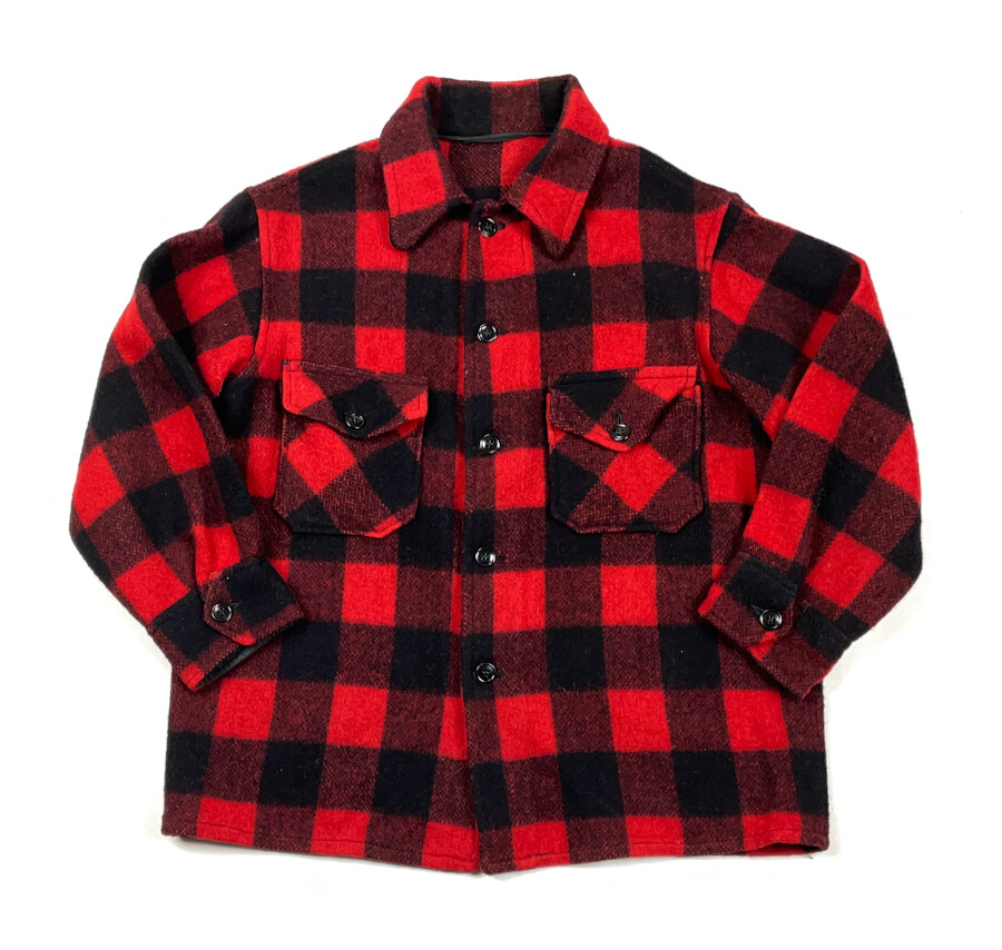 VTG 80s Heavy Wool Red Check Shirt Jacket Adult Large Buffalo