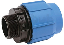 5 x 20mm x 1" BSP male adaptors for blue MDPE pipe. GF Georg Fischer Plasson.