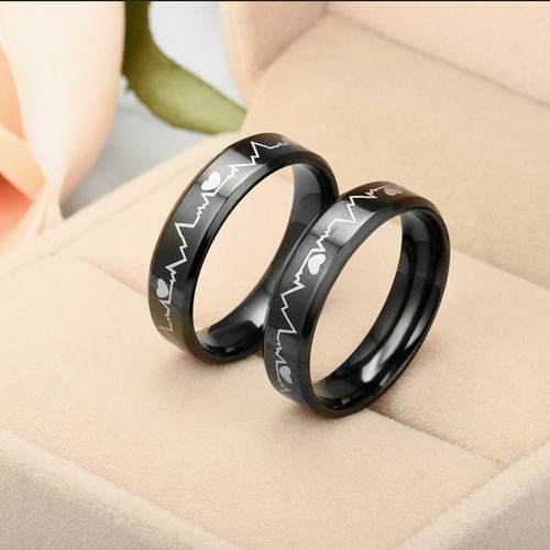 1pc Domineering Heartbeat Finger Rings Stainless Steel ECG Ring Women Fashion Je - Picture 7 of 12
