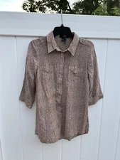 French Dressing Jeans Button Up Women's Sz 6 3/4 Sleeve