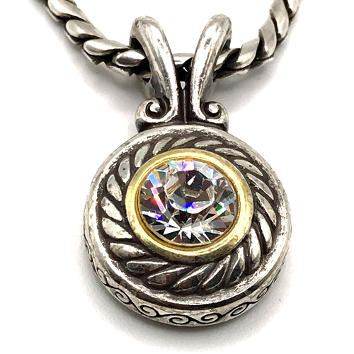 Brighton Pendant Necklace Two Tone Heiress Crystal Bling Silver Plate Adjustable