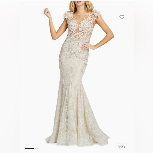 Mac Duggal Illusion Perlen Meerjungfrau Kleid Größe 16 NEU $ 998
