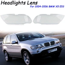 Front Headlight Lamp Lens Cover For 2004-2006 BMW X5 E53 530i 544i Left +Right