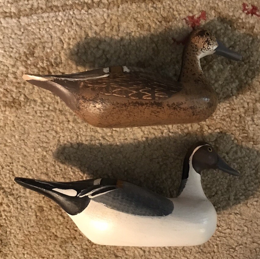 2 Vintage Signed Clarence Bauer 1985 Miniature Wooden Duck Decoys eBay