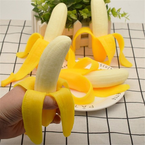 Novelty Squishy Silicone Banana Squeeze Toys Stress Reliever Tricky tools Gift - Photo 7 sur 10