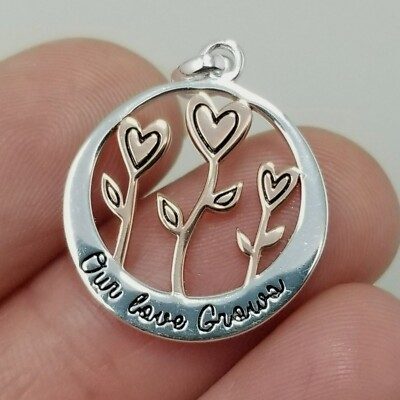 Sterling Silver Our Love Grown Pendant Charm Gold Plated Heart Flowers