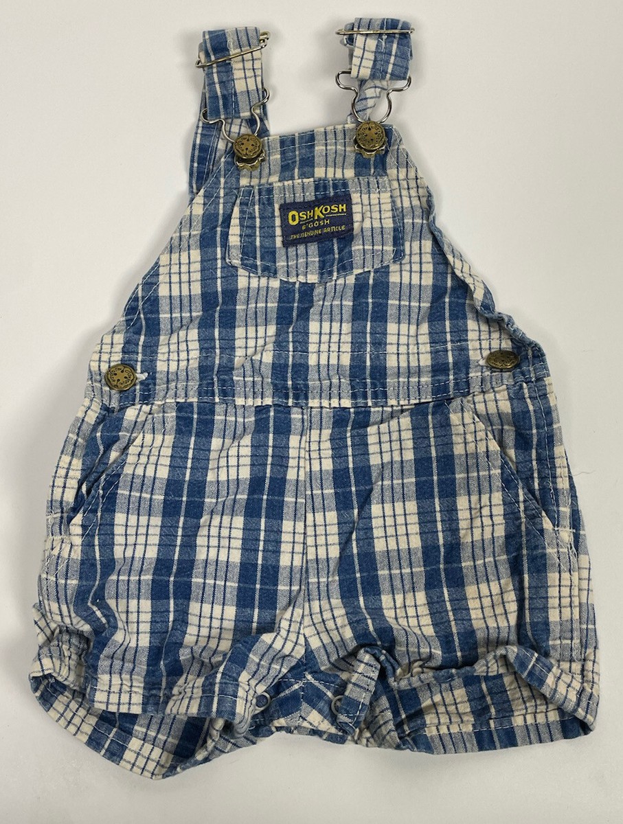 VINTAGE OshKosh B'Gosh Baby Boy Vestbak 90s Overall Shortalls Blue