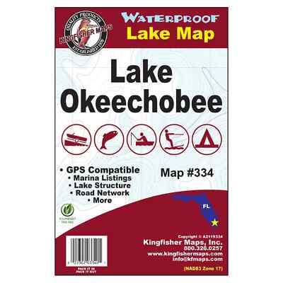 Kingfisher Waterproof Lake Maps - #334 Lake Okeechobee, FL (others available)