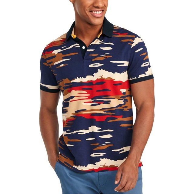 Tommy Hilfiger Mens Jones Navy Cotton Custom Fit Camo Polo Shirt XL BHFO 7075 for sale online | eBay
