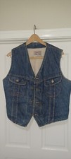 Vintage Lee Storm Rider Denim Vest Men  s Large Sanfor Set Sherpa Lined USA