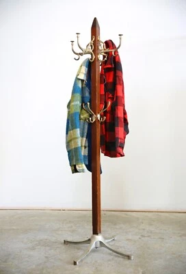 Antique Clothing Rack Coat Hat Hall Tree vintage Cast Iron Base Hooks industrial - Image 1 of 4