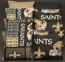 CORNHOLE BEANBAGS made w NEW ORLEANS SAINTS Fabric ACA Reg Bags