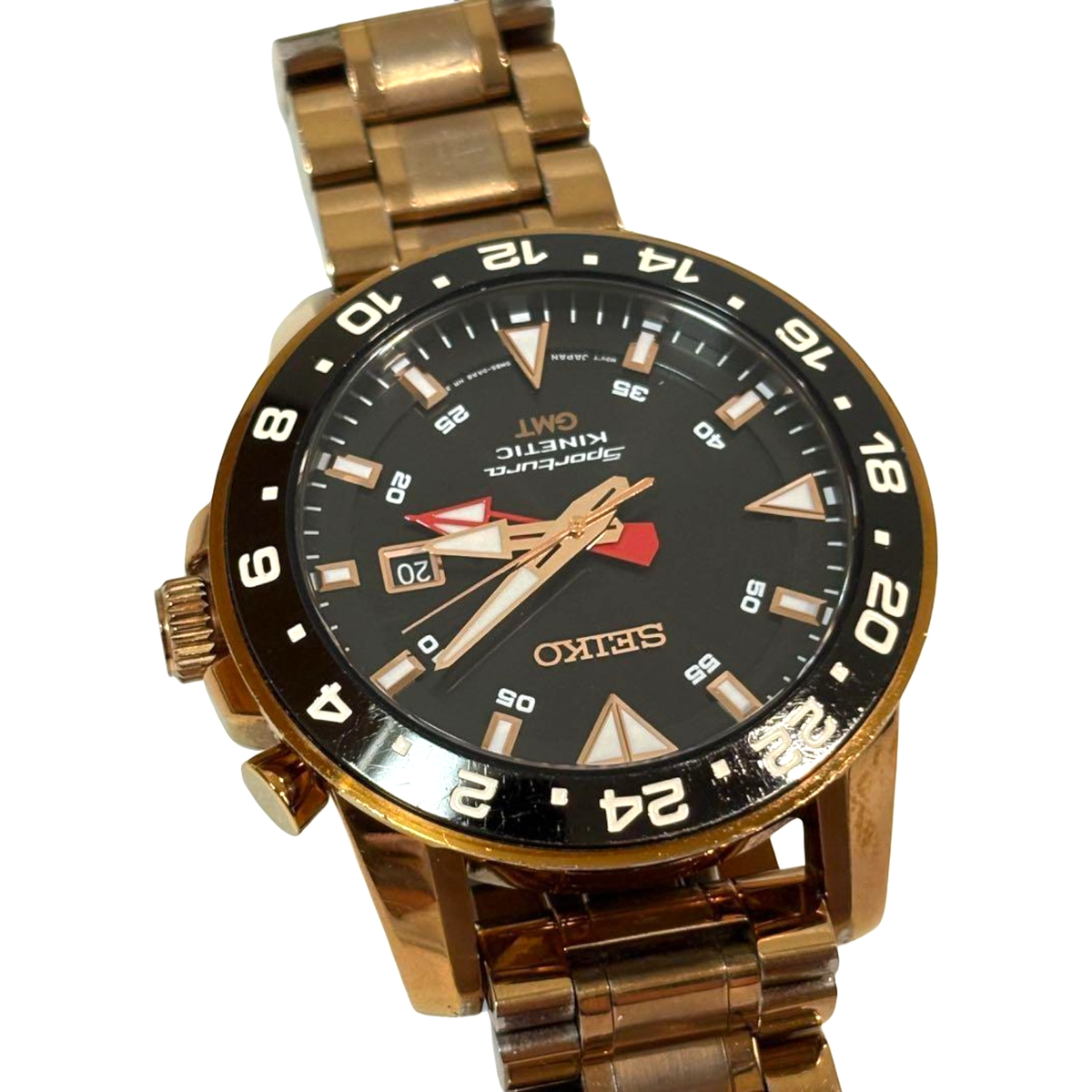 SEIKO Sportura Kinetic GMT 5M85-0AA0 Gold Men's Quartz Watch From