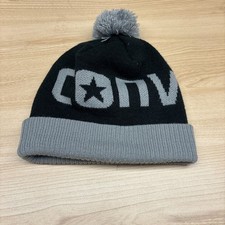 Converse Hat Beanie Youth One Size Gray Black Stocking Cap Boys