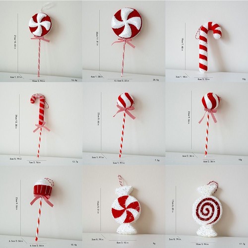 Foam Christmas Lollipop Decorations Red&white Drop Ornaments Festival Favors - Picture 3 of 21