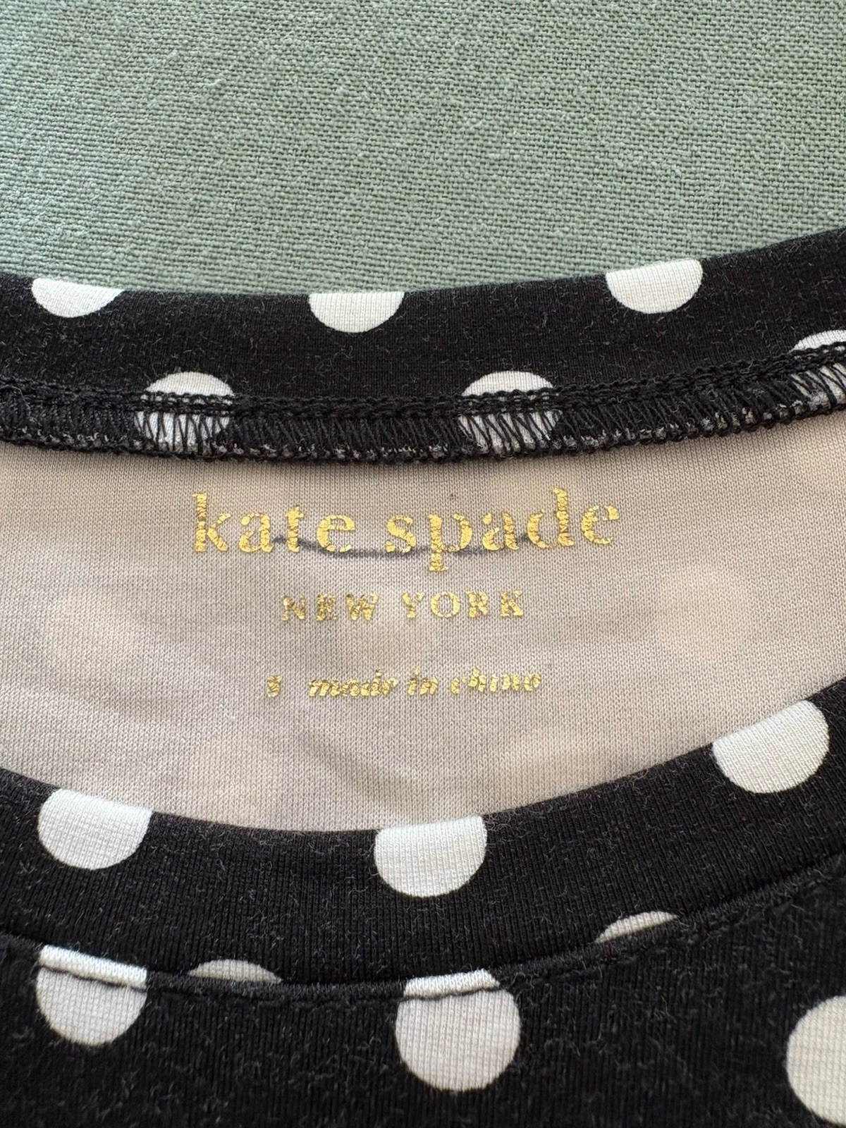 Abito Kate Spade Lia Dot Ponte nero bianco a pois maniche a balza taglia small