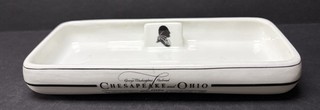 30 40’s Chesapeake & Ohio Railway Porcelain Ashtray W/match Stand Buffalo China