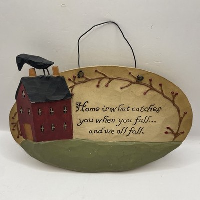 Blossom Bucket B Lloyd 2007 Wall Plaque 3D Crow Saltbox Primitive House