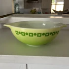 Vintage Pyrex 444 Cinderella Mixing Bowl Green Dots and Squares Promotional