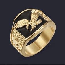 Stainless Steel Gold Plated Eagle Ring Men's Fashion Jewelry