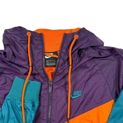 Nike Windrunner Windbreaker Jacket Mens Orange Purple Teal Colorblock Retro Sz S