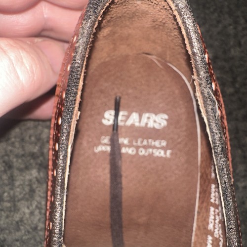 VINTAGE SEARS BRAUN LEDER FLÜGELSPITZE SCHNÜRSCHUHE OXFORD POWER GRÖSSE 10,5D schön! - Bild 9 von 15