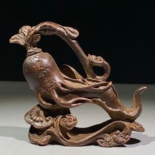 New Brass Ruyi Tea Pet Desk Decor Pen Holder Ornament Collectible Display
