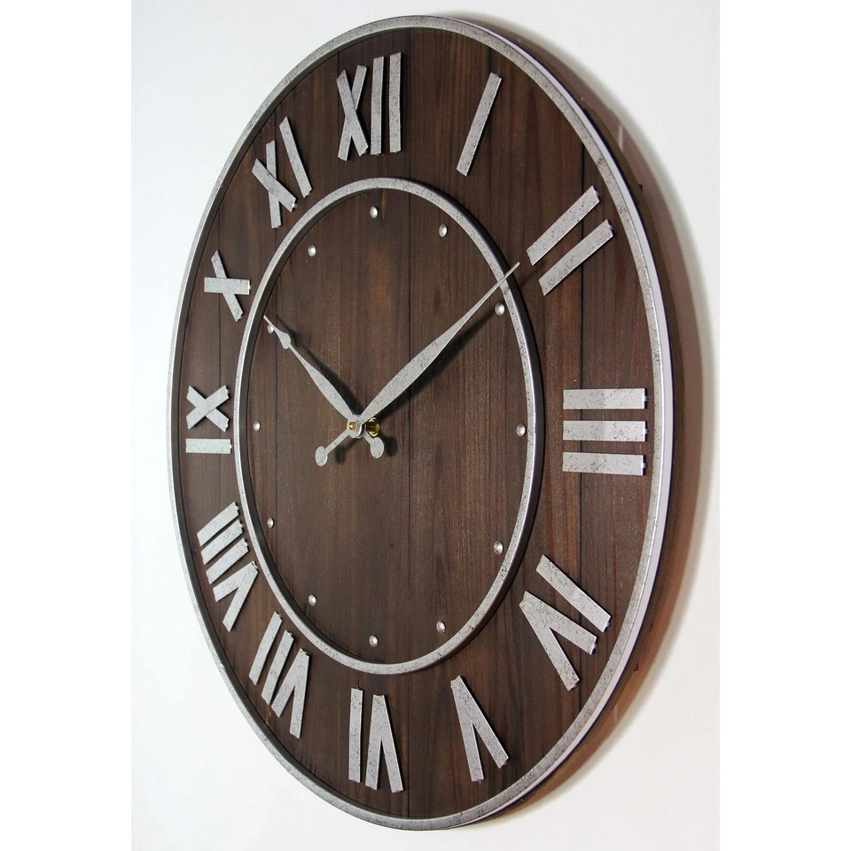 Wine Barrel Dark Brown 23 inch Wooden Decorative Wall Clock Dark Brown 23 in H x - Image 4 of 4