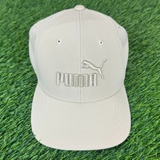 Puma Hat Cap Beige Fitted Mens Size L / XL Stretch Evercat Embroidered Golf
