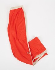 Vintage Puma Red Orange Track Pants Joggers L Unisex Straight Leg Runs Small 