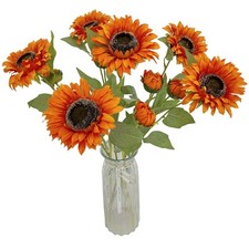 Fake Sunflowers6Pcs Artificial SunflowersSun Flowers Home DecorOrange Sunflow...