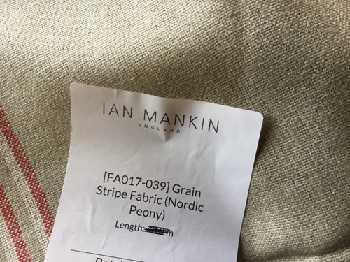 1 meter Ian Mankin fabric remnant Nordic stripe Peony 100% linen - Picture 4 of 4