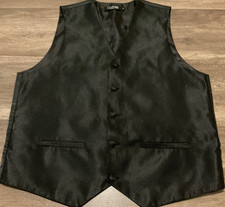 CUFFS NY FORMALWEAR BUTTON UP VEST  MENS S  BLACK CHECK PATTERN PREOWNED