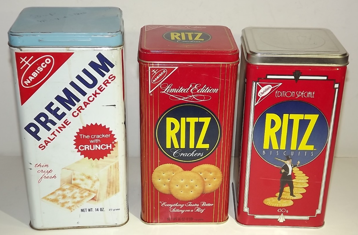 Nabisco Saltine Tin 1969 & Ritz Cracker Tins 1986, 1990 VG